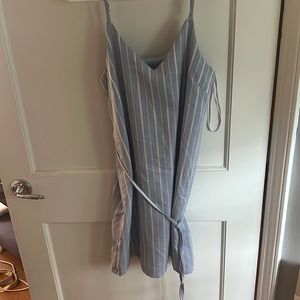 blue and white pinstripe sundress